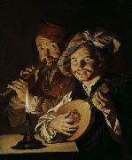 Matthias Stomer Lautenspieler und Flotenspieler painting